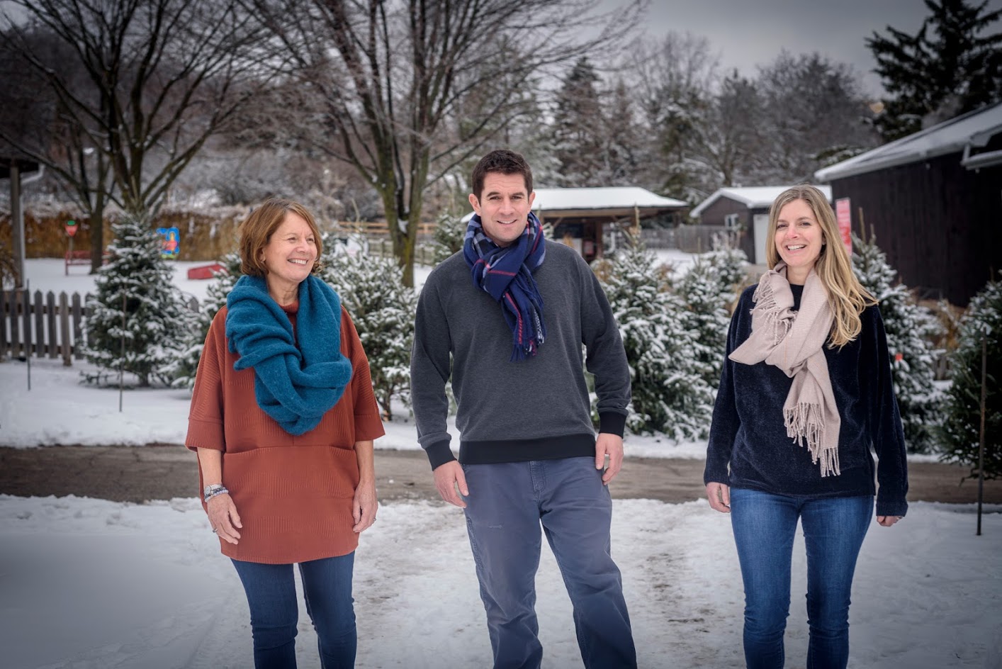 family in scarves