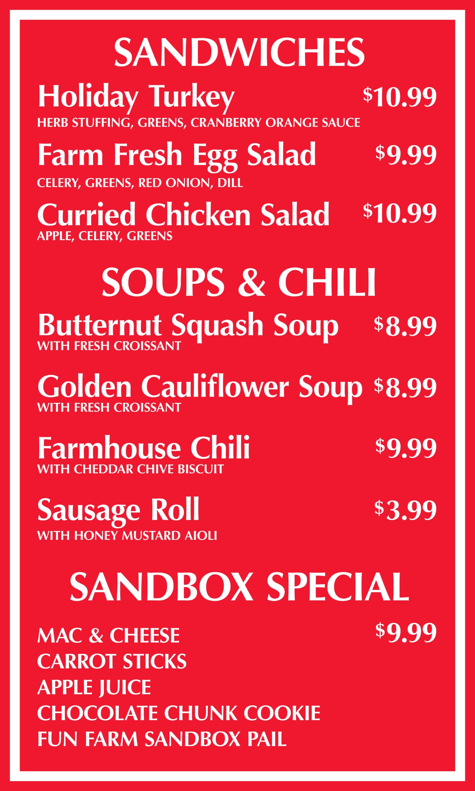 lunch menu
