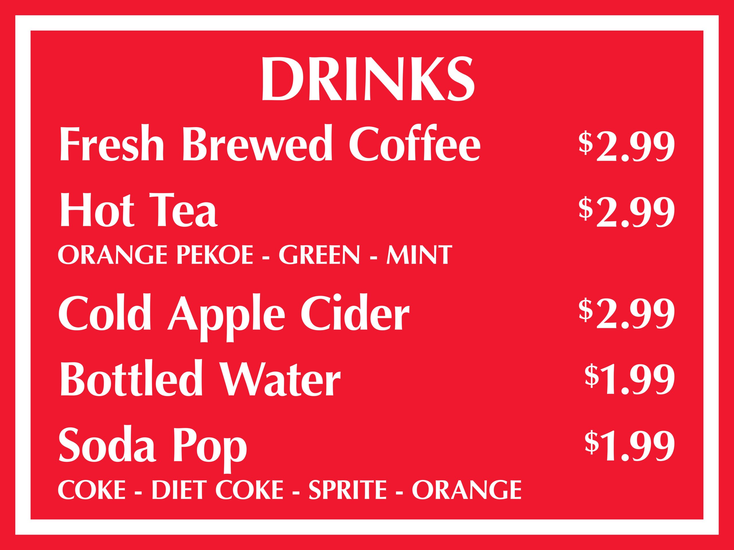SPRG DRINKS SIGN 24 X 18 FA 2022