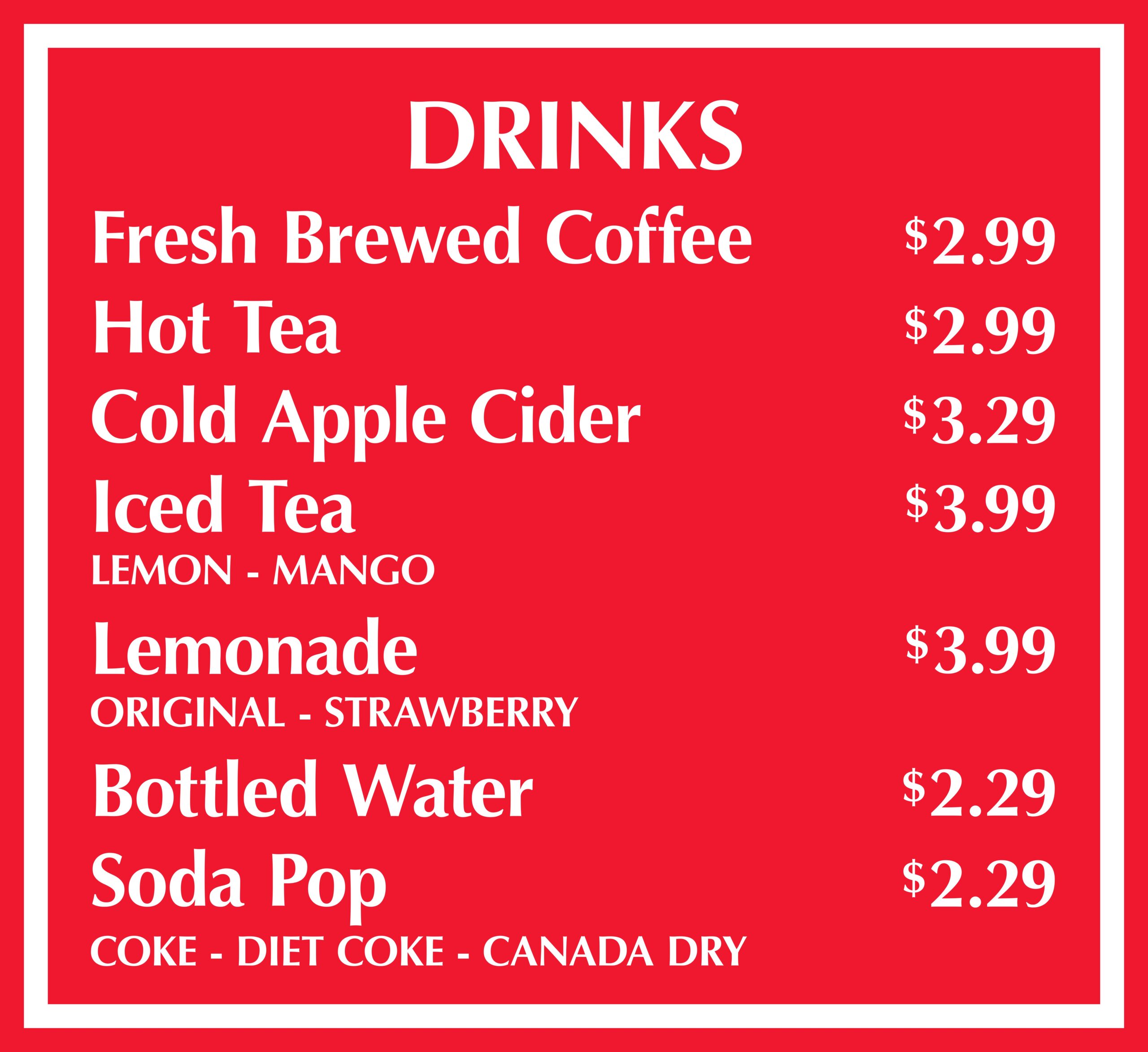 SPRG DRINKS SIGN 24 X 22 FA 2025